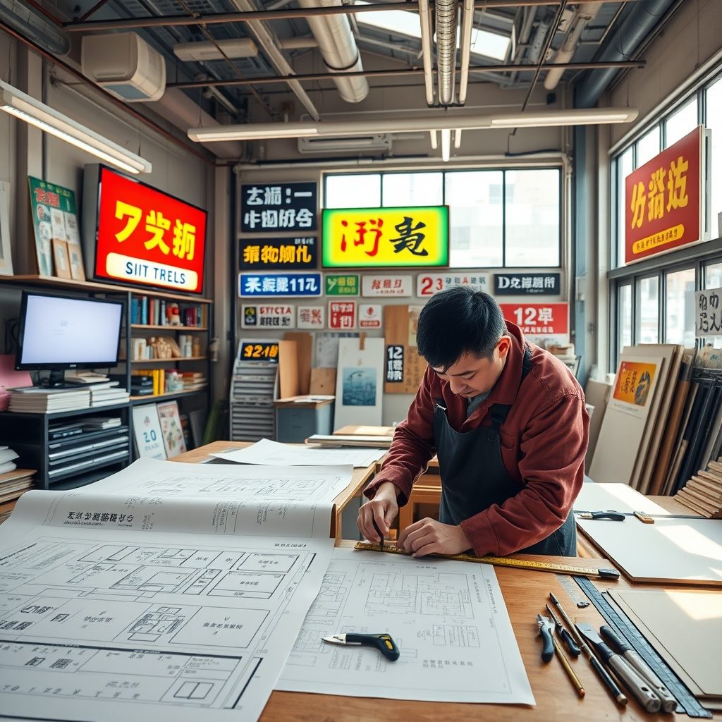 Signmaking workshop showcasing materials