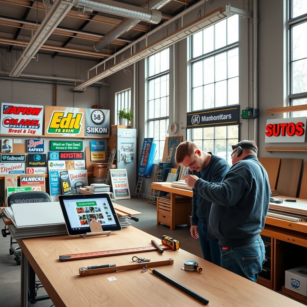 Sign installation in progress
